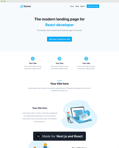 ? Responsive landing page React Themes with Tailwind CSS