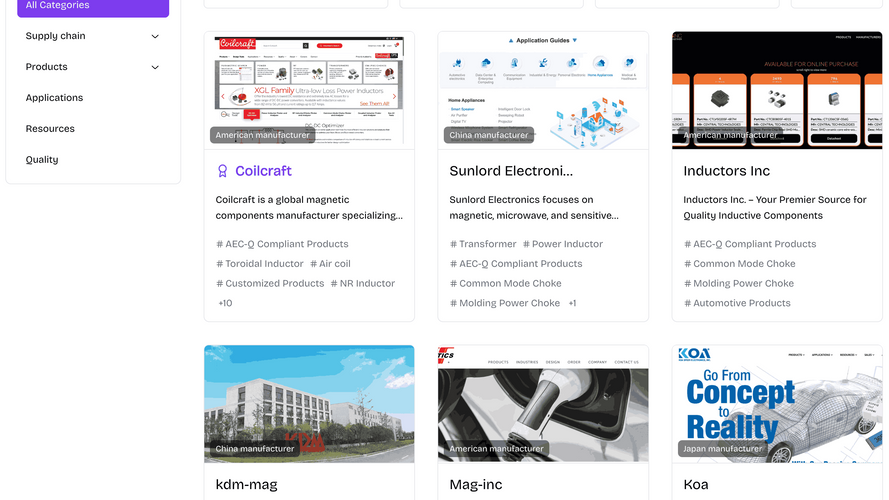 AI-Powered Magnetic Component Directory