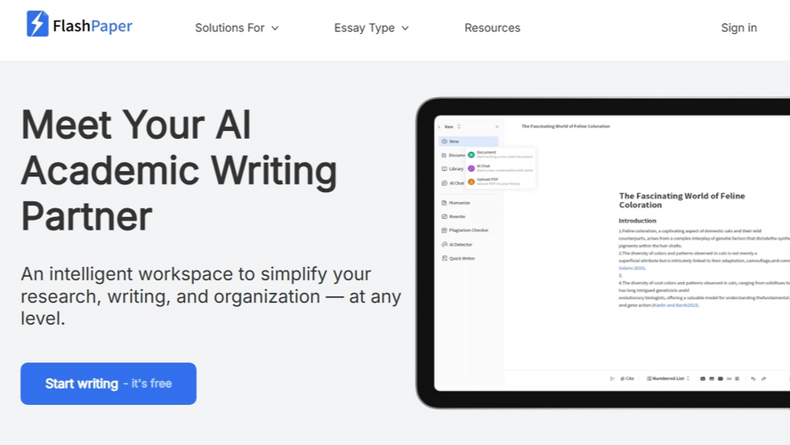 FlashPaper Free AI Academic Writing