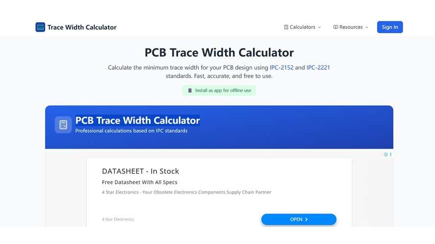 PCB Trace Width Calculator