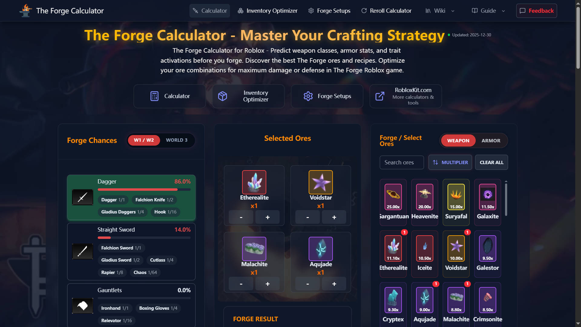 The Forge Calculator Roblox