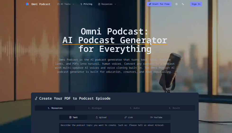 Omni Podcast: AI Podcast Generator