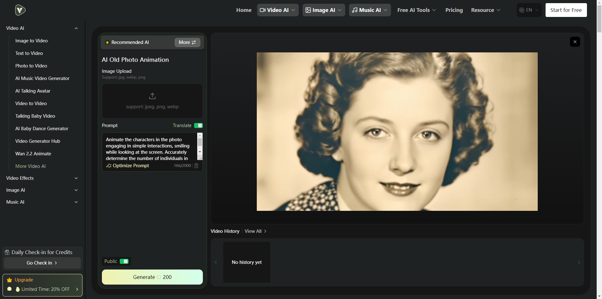 Videoweb AI Old Photo Animation