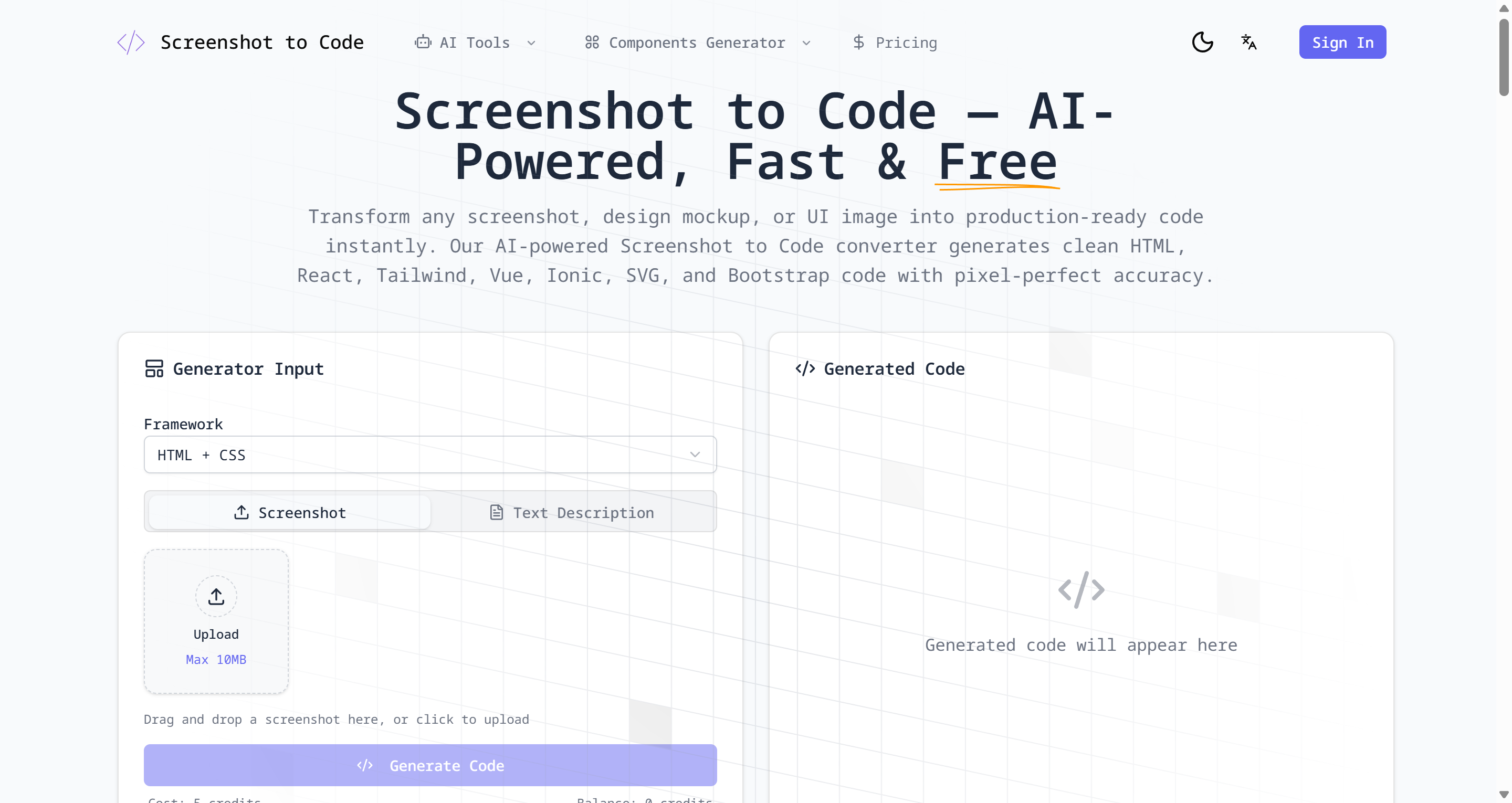 Screenshot to Code