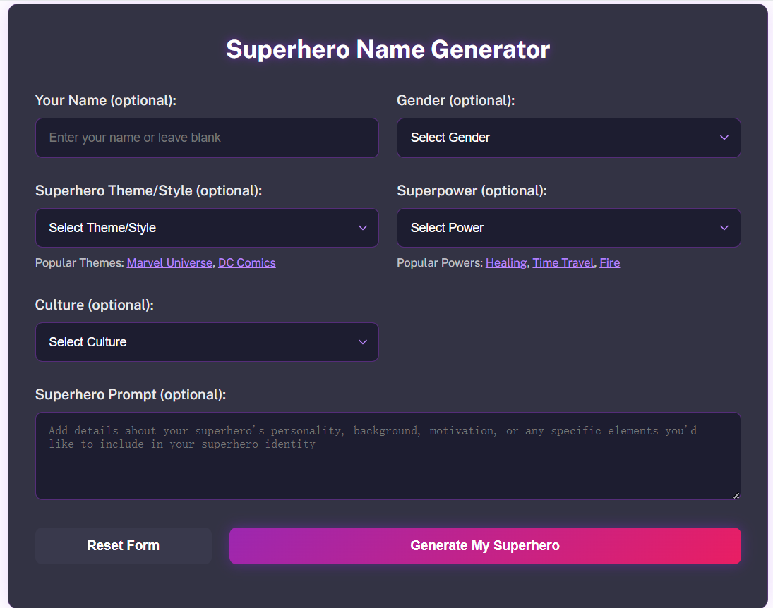 Superhero Name Generator