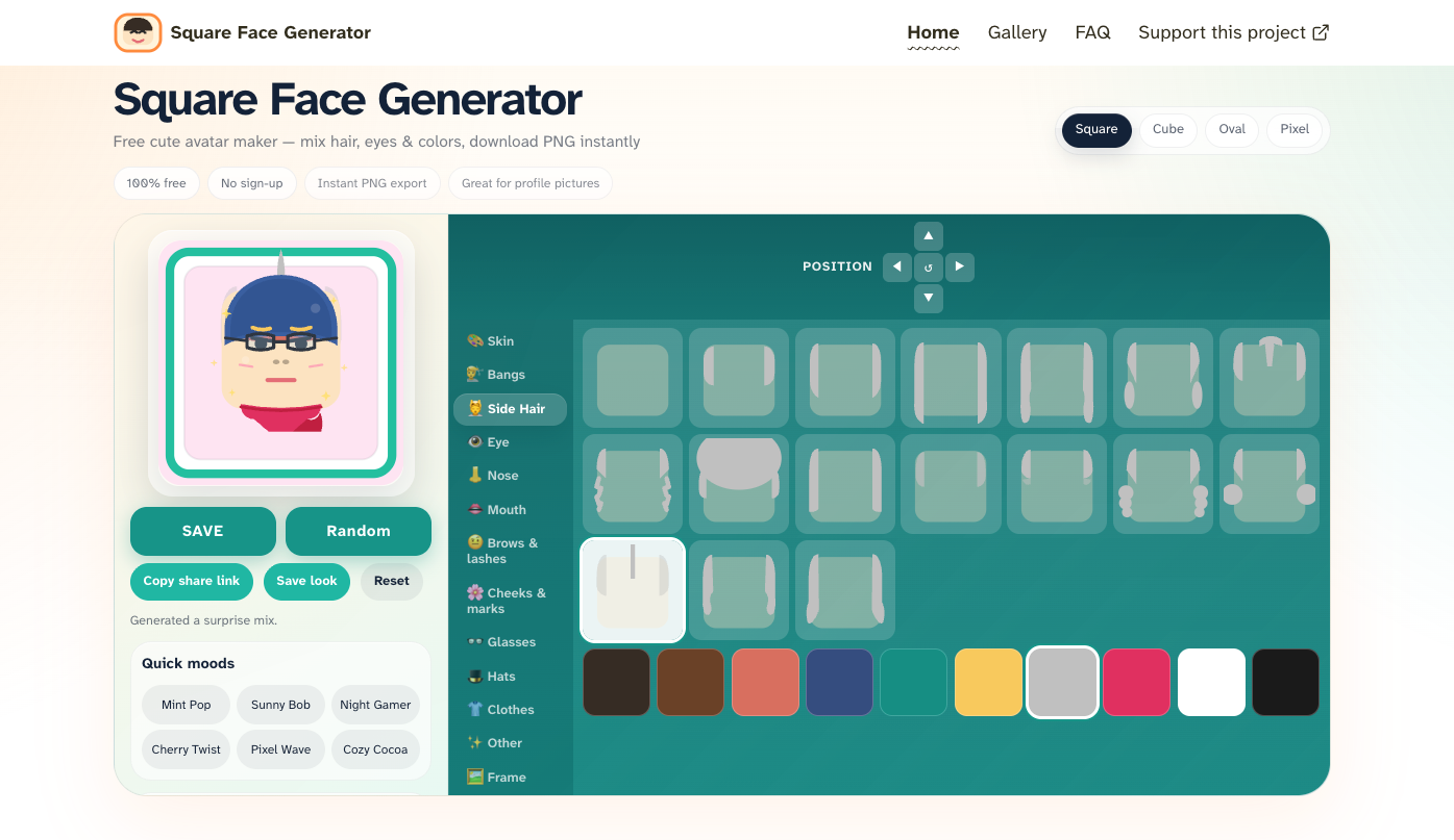 Square Face Generator