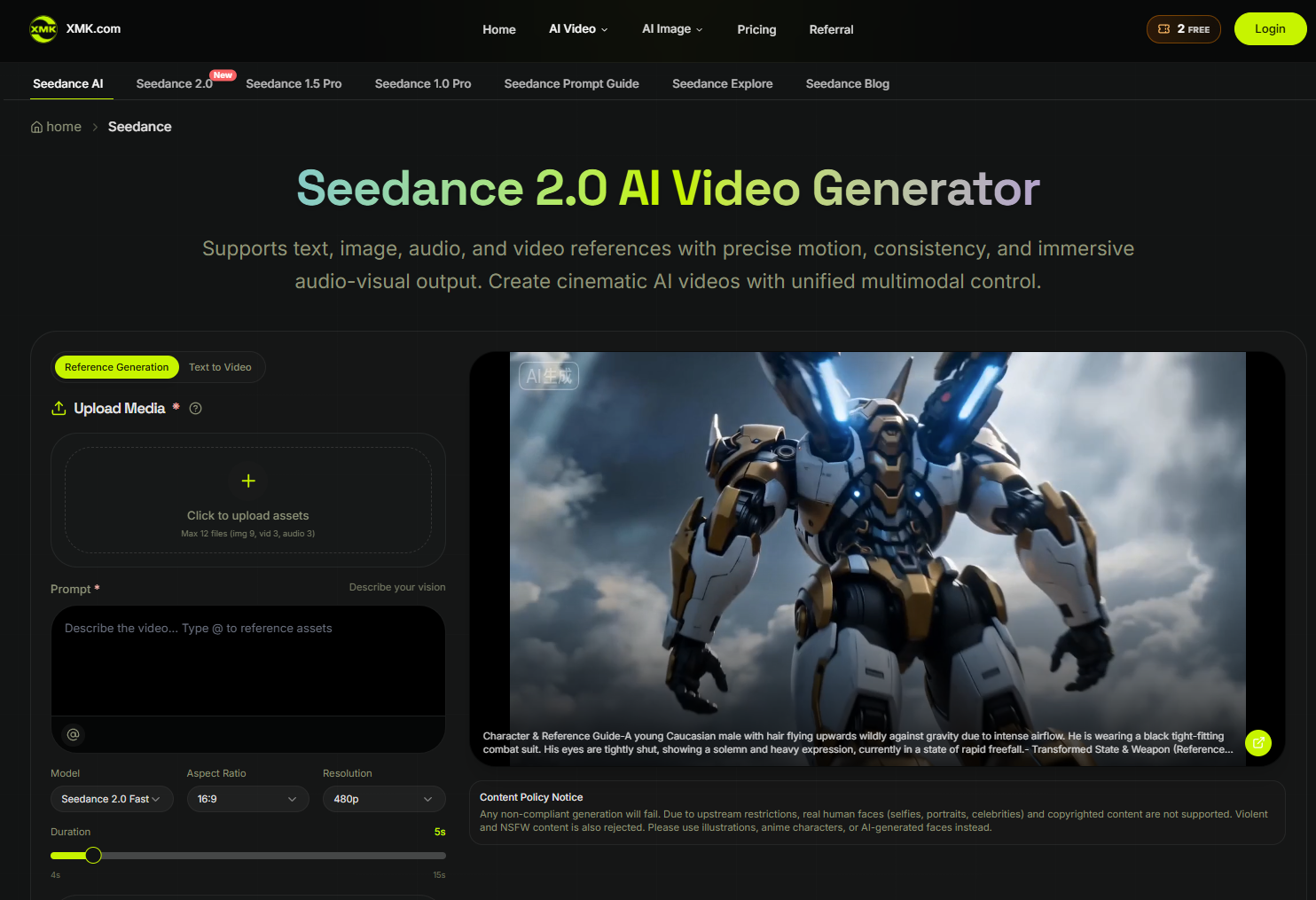 XMK-seedance ai video generator