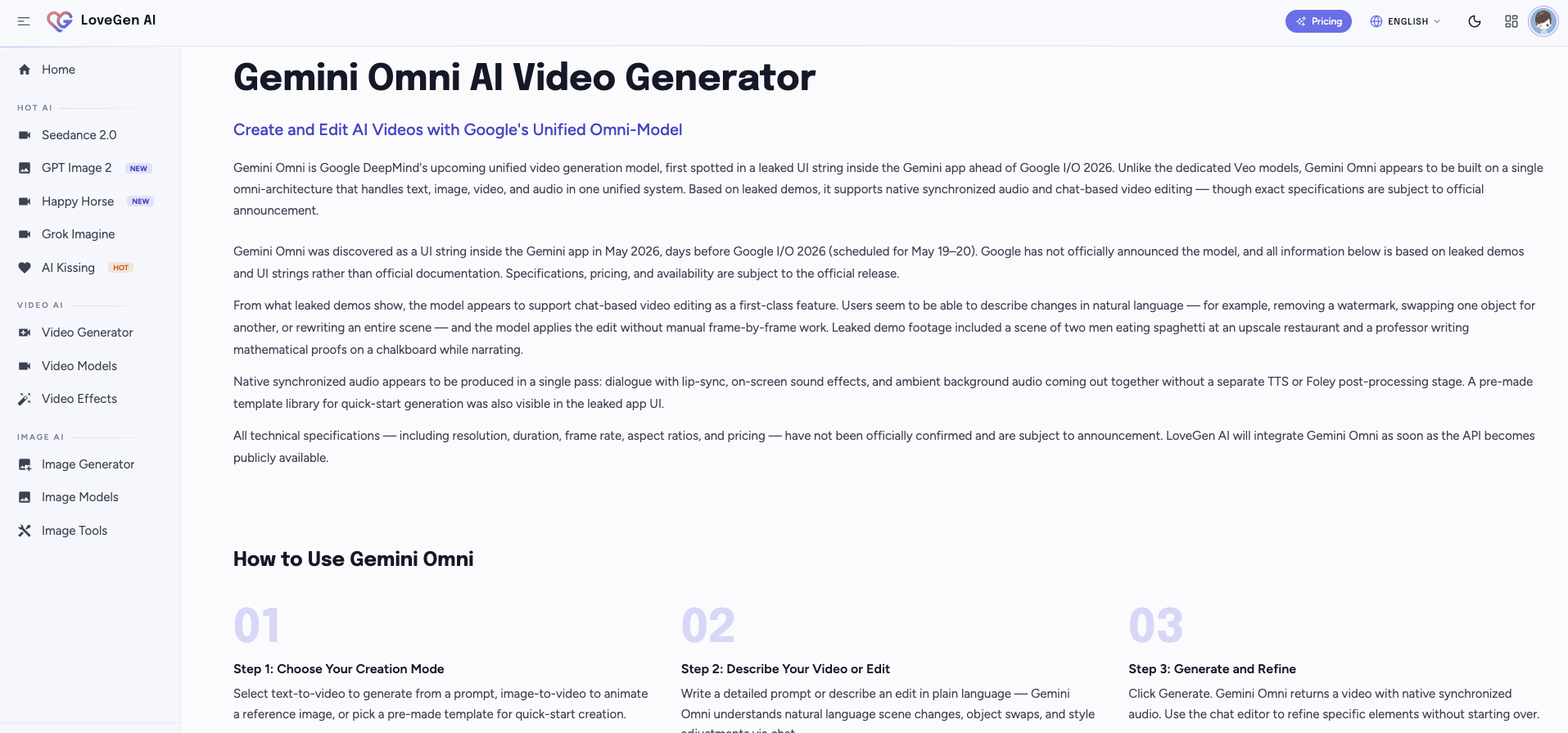 Gemini Omni Video Generator