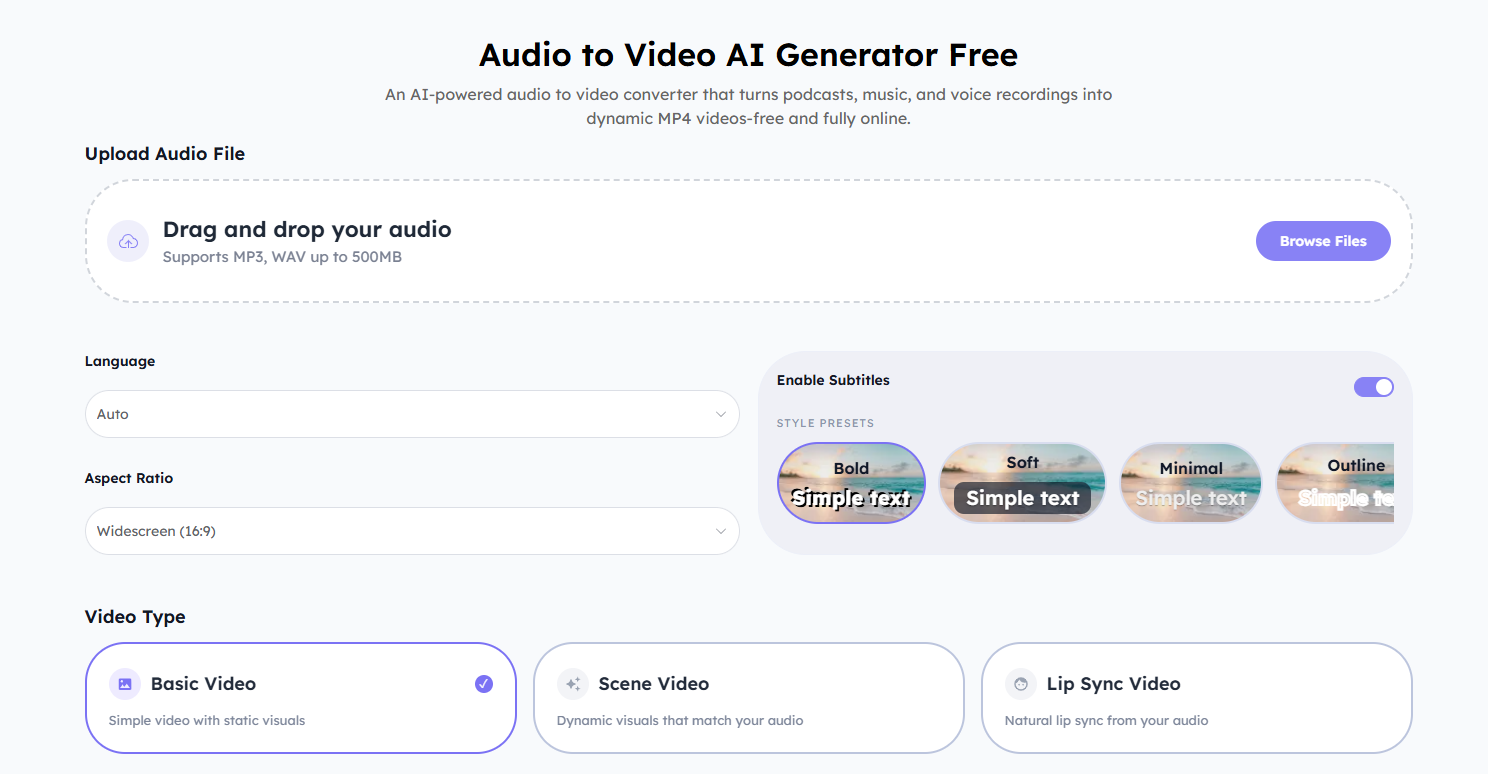 Audio to video AI generator