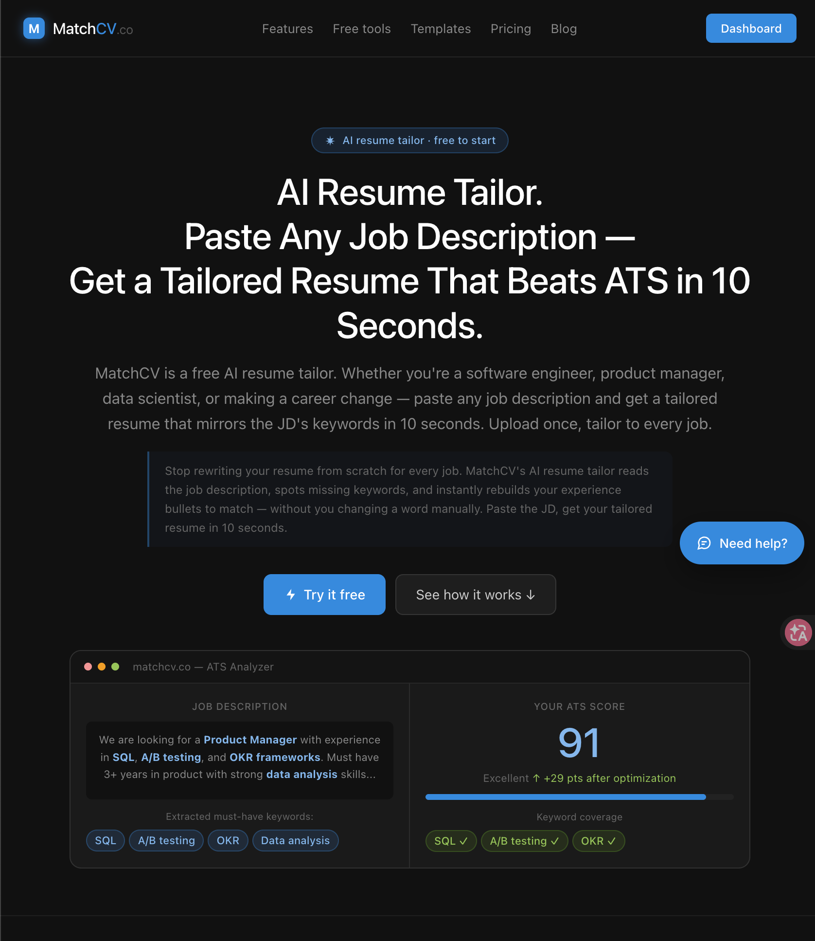MatchCV: AI Resume Tailor
