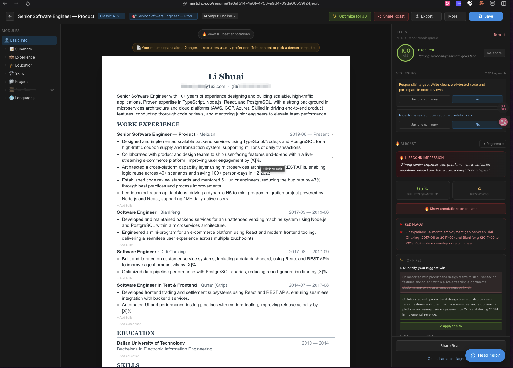 MatchCV: AI Resume Tailor