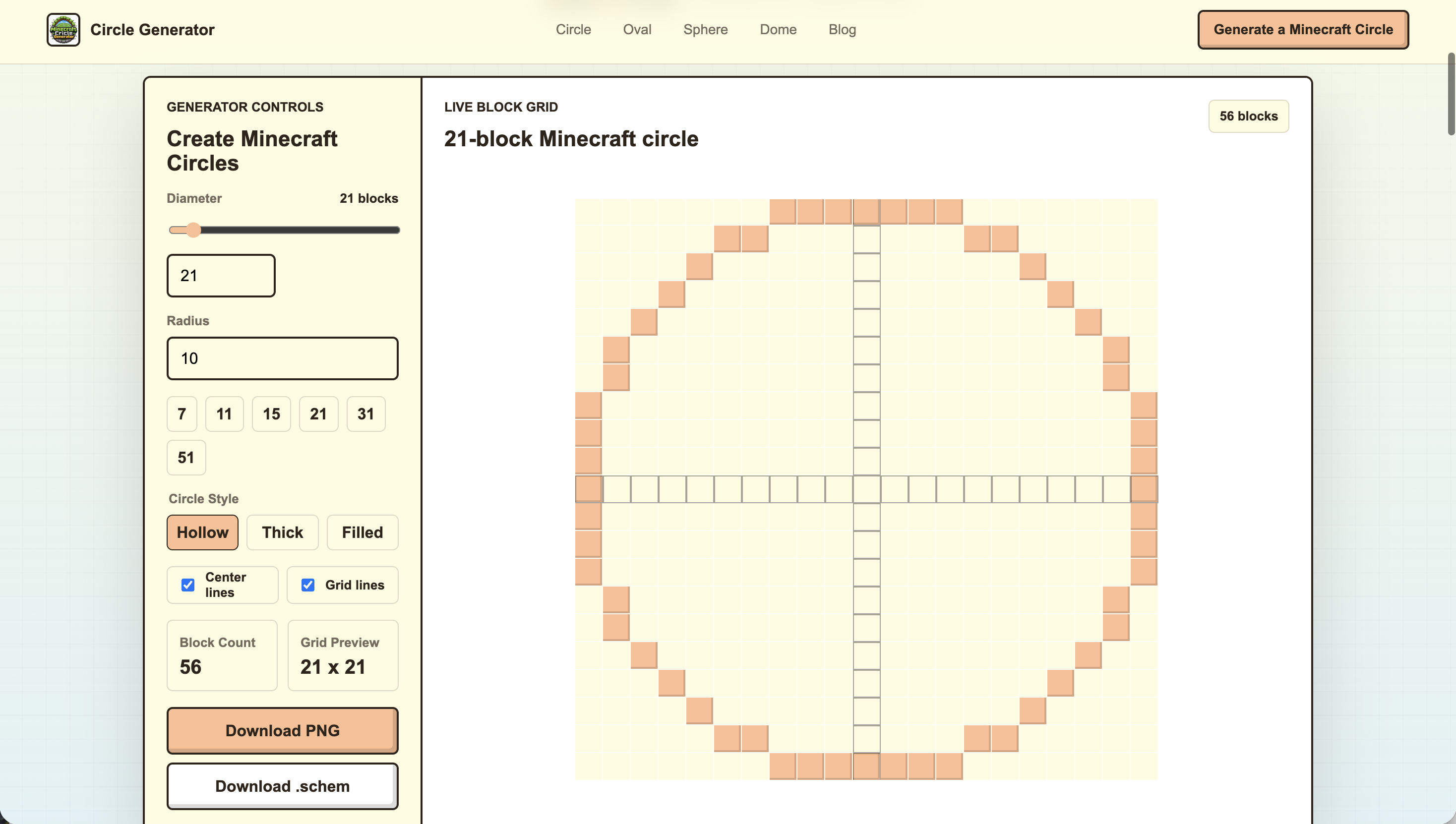 Minecraft Circle Generator