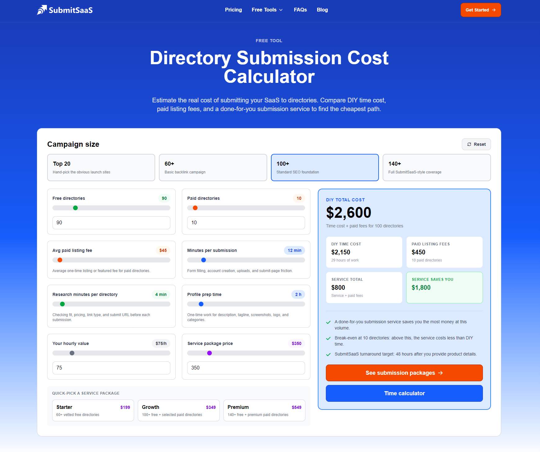 Directory Submission Cost Calculator